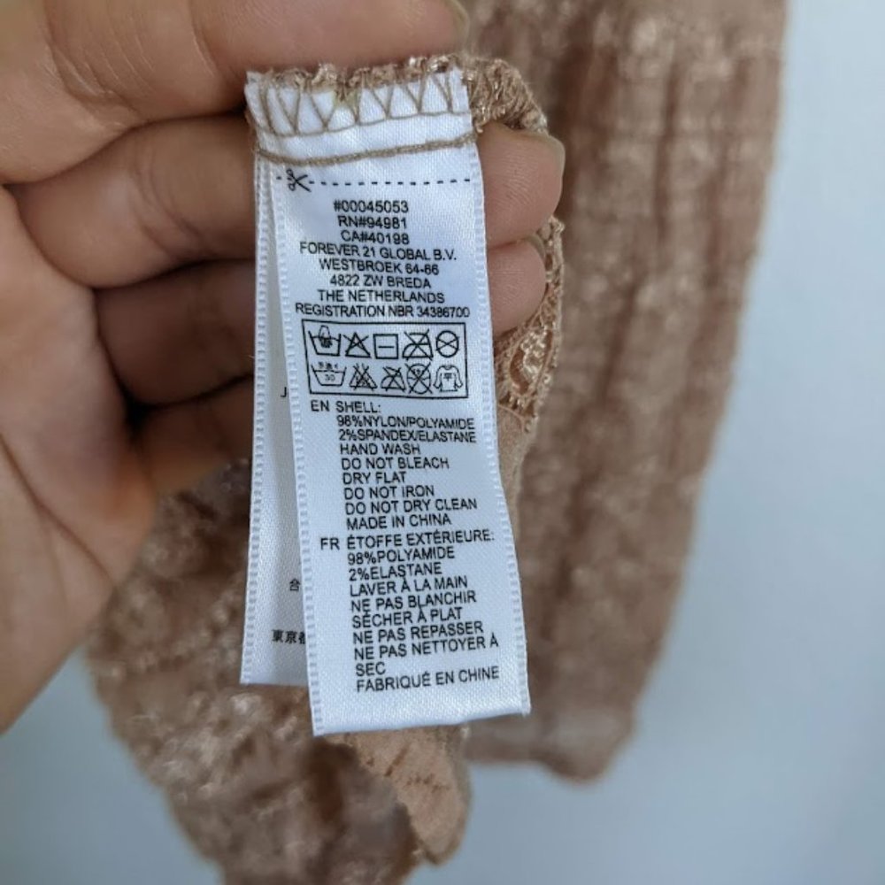 Forever 21 Eyelet Laced Mini Sun Dress, Small, Nude Beige - Picture 4 of 4
